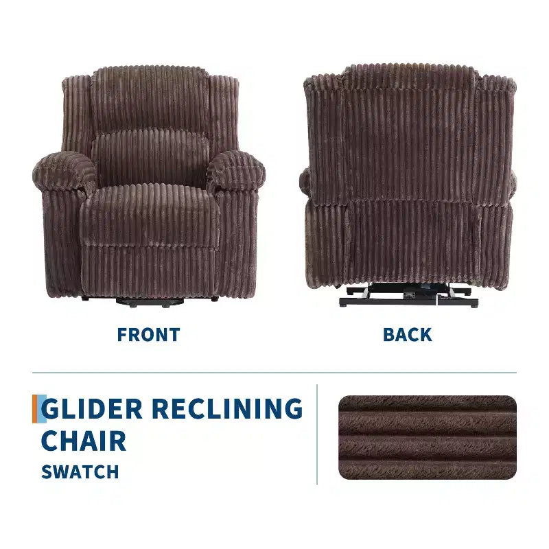 Fauteuil inclinable manuel en velours côtelé avec accoudoirs, simple, plusieurs coloris