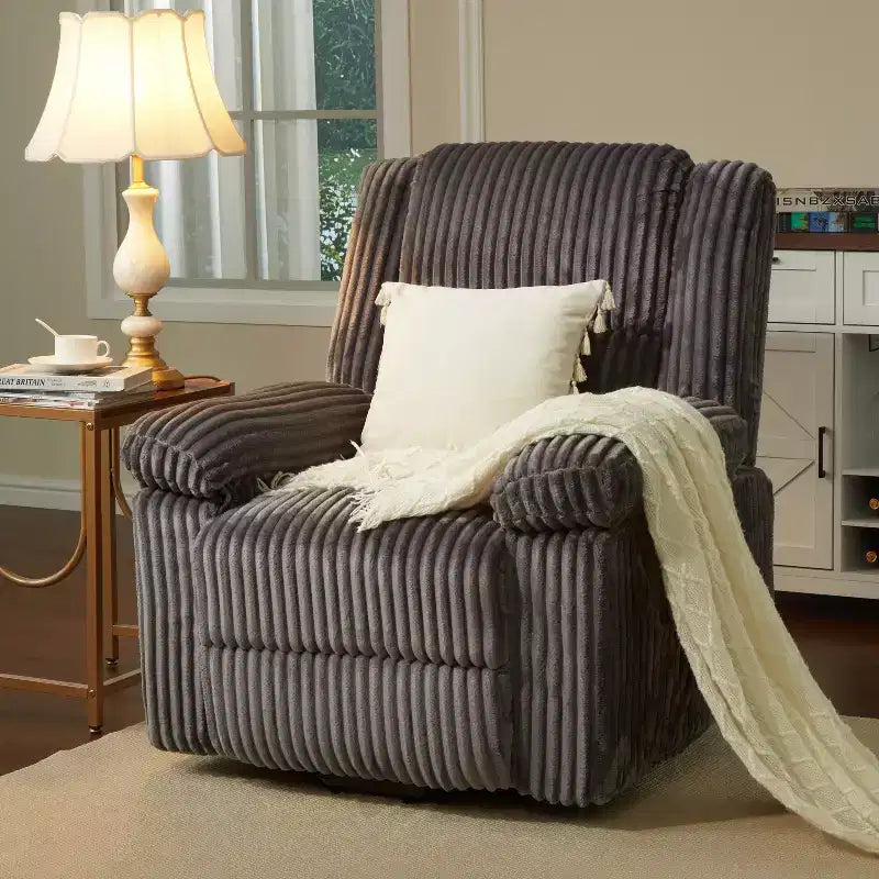 Fauteuil inclinable manuel en velours côtelé avec accoudoirs, simple, plusieurs coloris