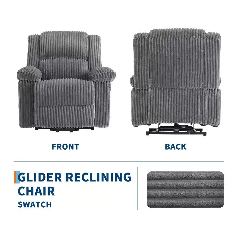 Fauteuil inclinable manuel en velours côtelé avec accoudoirs, simple, plusieurs coloris
