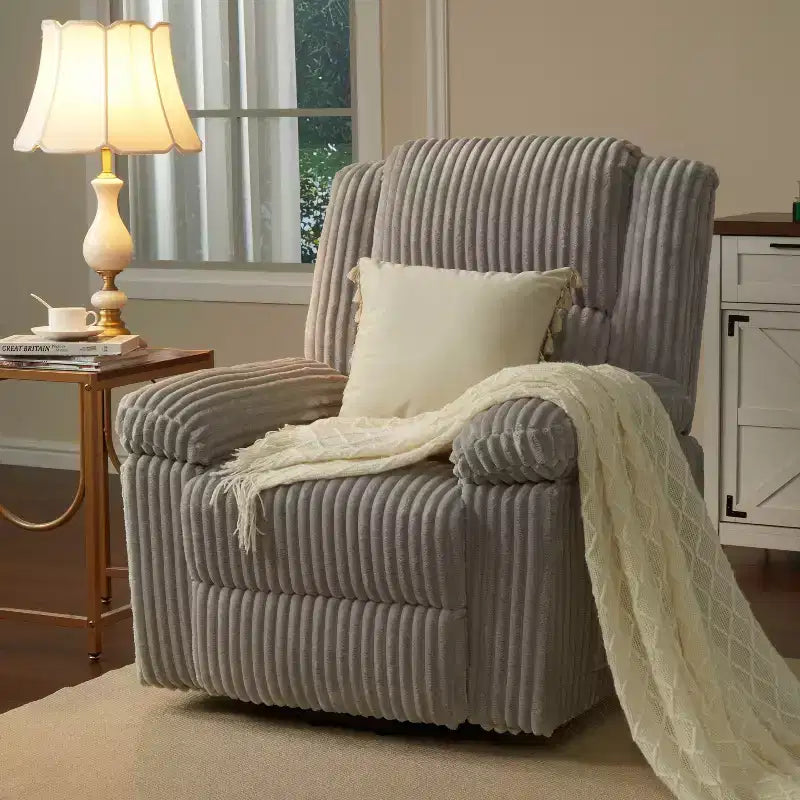 Fauteuil inclinable manuel en velours côtelé avec accoudoirs, simple, plusieurs coloris