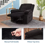 Fauteuil inclinable manuel en velours côtelé avec accoudoirs, simple, plusieurs coloris