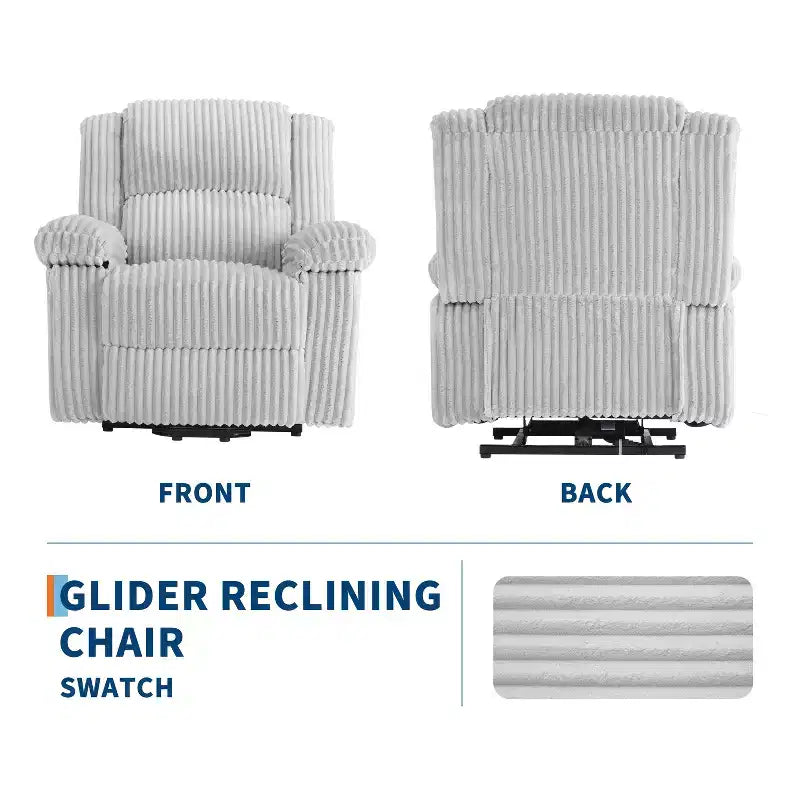 Fauteuil inclinable manuel en velours côtelé avec accoudoirs, simple, plusieurs coloris