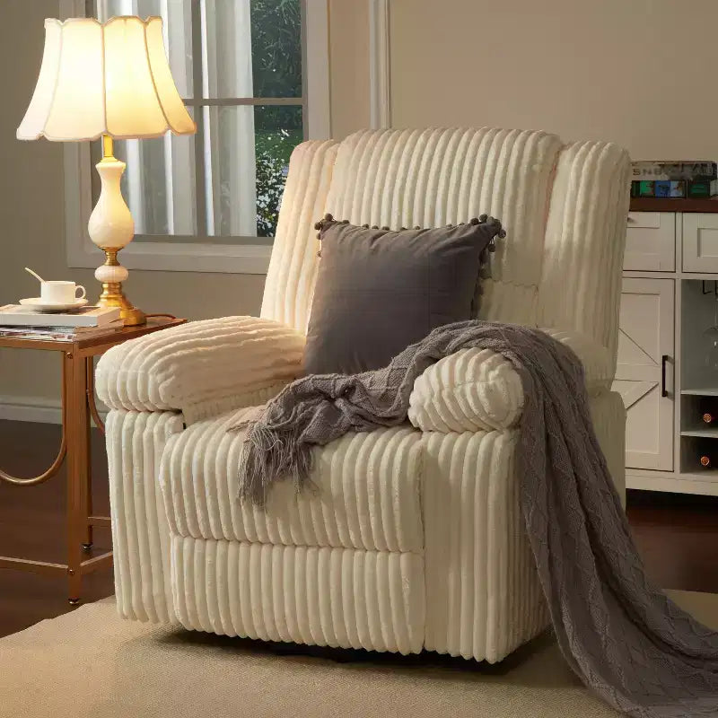 Fauteuil inclinable manuel en velours côtelé avec accoudoirs, simple, plusieurs coloris