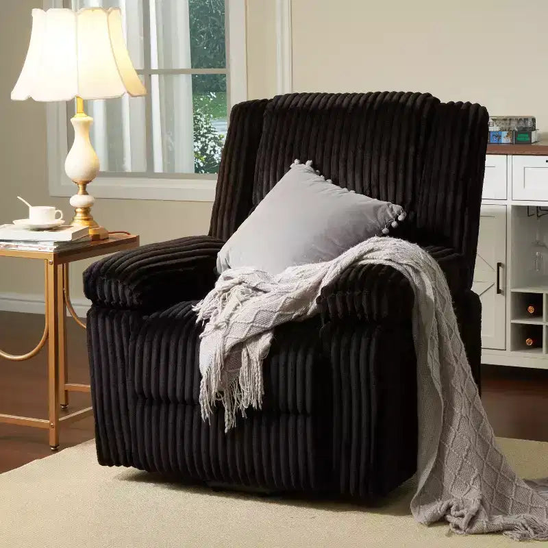 Fauteuil inclinable manuel en velours côtelé avec accoudoirs, simple, plusieurs coloris