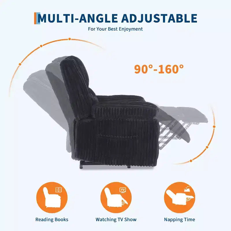 Fauteuil inclinable manuel en velours côtelé avec accoudoirs, simple, plusieurs coloris