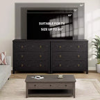 Commode en bois noir, 3/6/7 tiroirs, 54 po de large