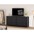 Commode en bois noir, 3/6/7 tiroirs, 54 po de large