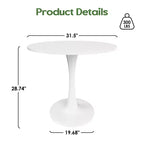 Table de salle à manger ronde noire/blanche avec plateau en bois, pied central en métal, 2 à 4 places
