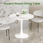 Table de salle à manger ronde noire/blanche avec plateau en bois, pied central en métal, 2 à 4 places