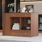 Armoire îlot à plateau en verre blanc avec 6 tiroirs – Commode de chambre à coucher individuelle