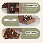 Armoire îlot à plateau en verre blanc avec 6 tiroirs – Commode de chambre à coucher individuelle
