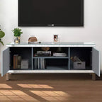 TV Stand for TVs Up to 50 Inches, Mirror Media Center Console Table, Entertainment Center with Diamond Glass Doors