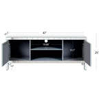 Meuble TV miroir argenté avec portes en verre diamant, convient pour 1 TV jusqu'à 50"