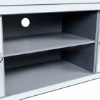 Meuble TV miroir argenté avec portes en verre diamant, convient pour 1 TV jusqu'à 50"