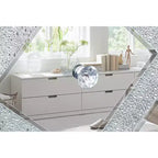 Meuble TV miroir argenté avec portes en verre diamant, convient pour 1 TV jusqu'à 50"