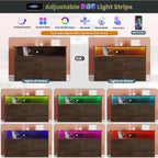 Commode haute à 5 tiroirs avec lumière LED et station de charge – Noir / Rose / Rétro / Blanc