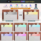 Commode haute à 5 tiroirs avec lumière LED et station de charge – Noir / Rose / Rétro / Blanc