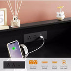 Commode haute à 5 tiroirs avec lumière LED et station de charge – Noir / Rose / Rétro / Blanc