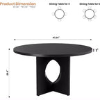 Table de salle à manger ronde de 119,4 cm, noir/brun/brun rougeâtre, piédestal, 4-6 places