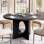 Table de salle à manger ronde de 119,4 cm, noir/brun/brun rougeâtre, piédestal, 4-6 places