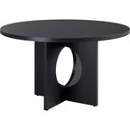 Table de salle à manger ronde de 119,4 cm, noir/brun/brun rougeâtre, piédestal, 4-6 places
