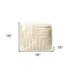 Pouf cube ottoman rayé beige, une place