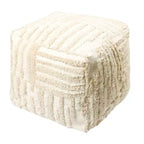 Pouf cube ottoman rayé beige, une place