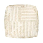 Pouf cube ottoman rayé beige, une place