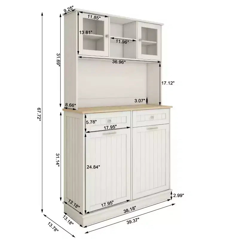 Meuble de cuisine blanc moderne avec poubelle basculante