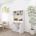 Meuble de cuisine blanc moderne avec poubelle basculante