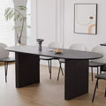 PexFix Large 79 Oval Dining Table Seats 4-6 Modern Farmhouse Kitchen Table with Wood Strip Base for Home Living Room Kitchen Bar in Black