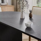 Table de salle à manger ovale noire, style ferme, 4-6 places