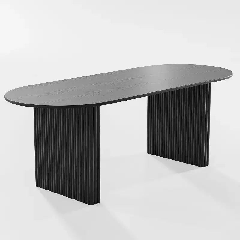 Table de salle à manger ovale noire, style ferme, 4-6 places