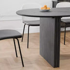 Table de salle à manger ovale noire, style ferme, 4-6 places