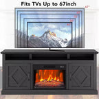 Meuble TV cheminée de style ferme marron, convient aux téléviseurs jusqu'à 80 po, pièce pour 1 à 2 personnes