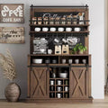 GustoWave 75 Coffee Bar Cabinet with Sliding Barn Door and Blackboard, Farmhouse Buffet Cabinet with Storage, Coffee Hutch Cabinet