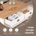Table basse à 2 niveaux ivoire avec cadre en X, bois, 1 personne