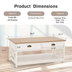 Table basse à 2 niveaux ivoire avec cadre en X, bois, 1 personne