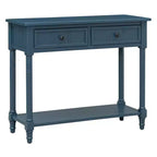 Console traditionnelle avec tiroirs et étagère inférieure, noire / bleu marine foncé / naturelle