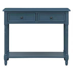 Console traditionnelle avec tiroirs et étagère inférieure, noire / bleu marine foncé / naturelle