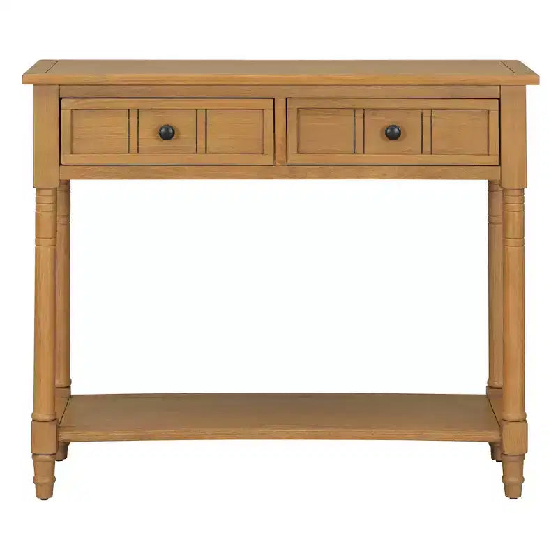 Console traditionnelle avec tiroirs et étagère inférieure, noire / bleu marine foncé / naturelle