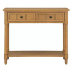 Console traditionnelle avec tiroirs et étagère inférieure, noire / bleu marine foncé / naturelle