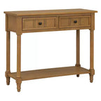 Console traditionnelle avec tiroirs et étagère inférieure, noire / bleu marine foncé / naturelle