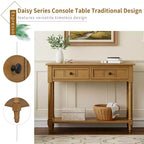 Console traditionnelle avec tiroirs et étagère inférieure, noire / bleu marine foncé / naturelle