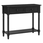 Console traditionnelle avec tiroirs et étagère inférieure, noire / bleu marine foncé / naturelle