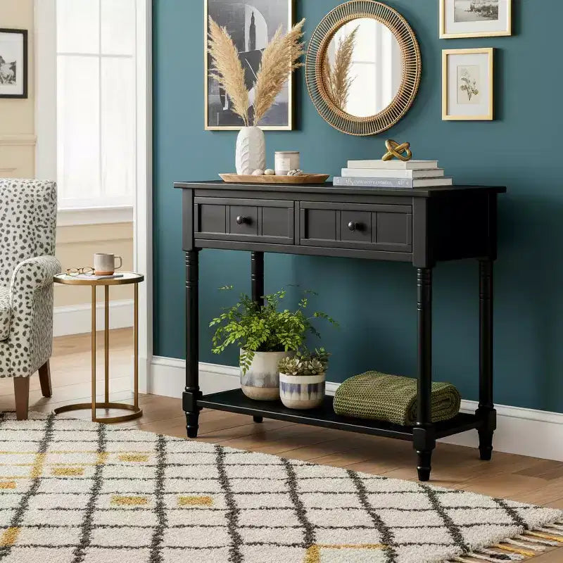 Merax Daisy Series Traditional Console Table with Storage Drawers and Bottom Shelf