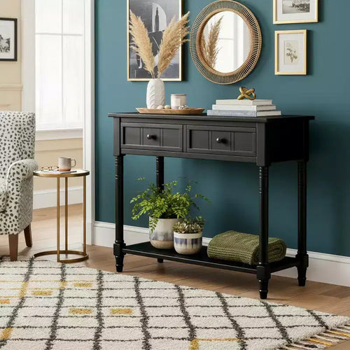 Merax Daisy Series Traditional Console Table with Storage Drawers and Bottom Shelf