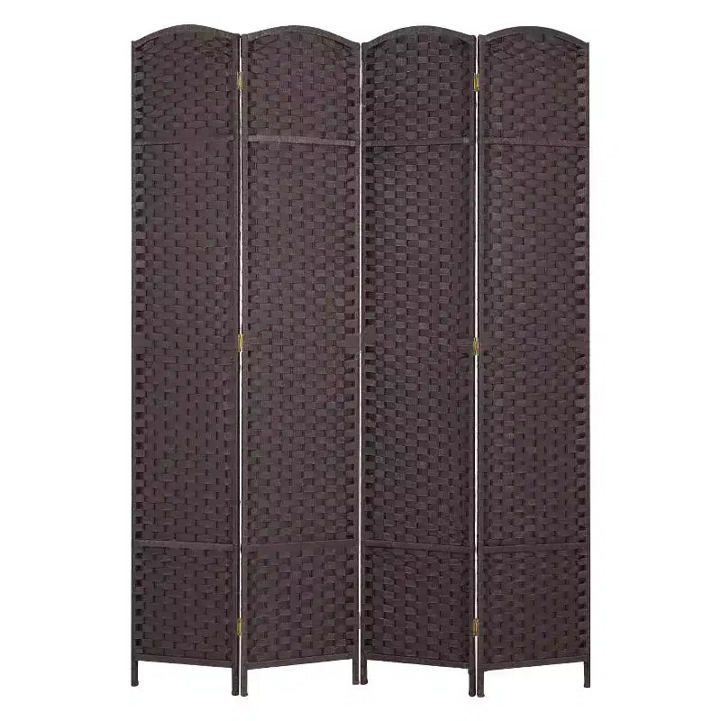 Paravent pliant tressé beige / noir / marron – 4, 6 ou 8 panneaux, Séparateur de pièce 1 à 2 personnes