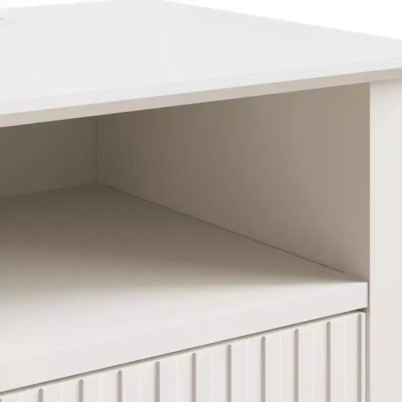 Table de chevet blanche avec station de recharge, 2 tiroirs et étagère – Lot de 1