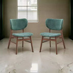 Royal Hampton 23 Inch Side Dining Chair Set of 2, Walnut Brown, Soft Green Fabric